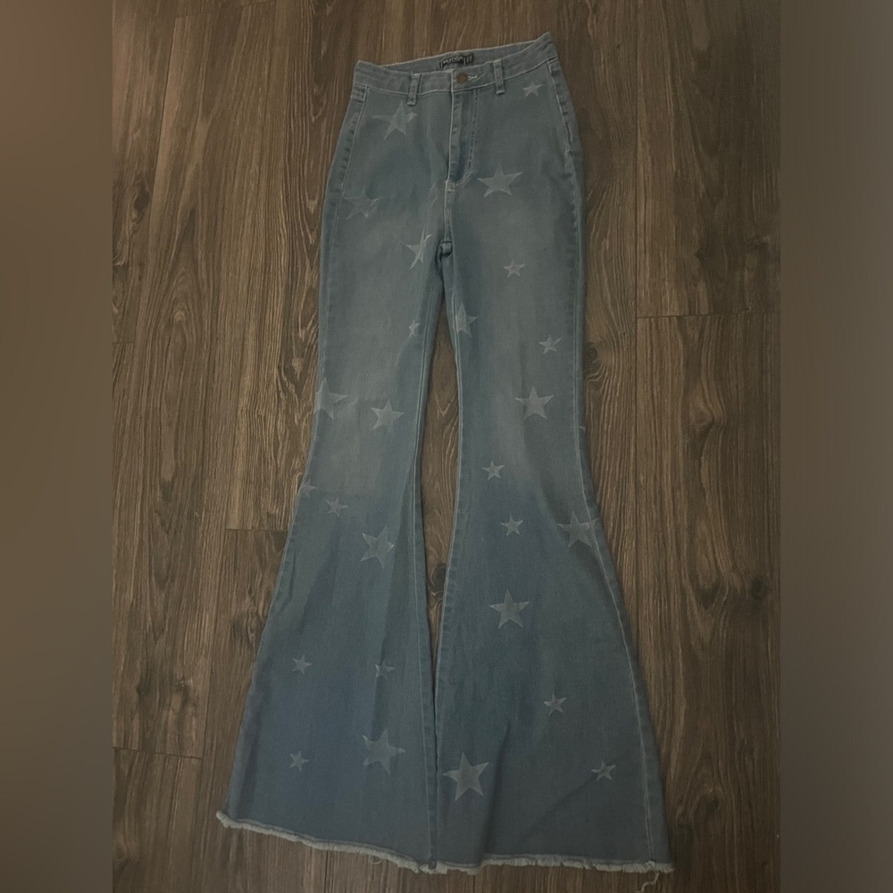 Nasty Gal Star Print Flare Jeans
